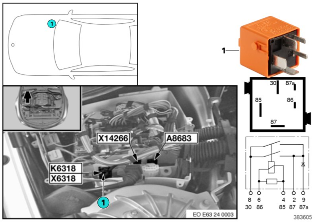 2009 BMW 650i Relay, Hydraulic Pump Diagram