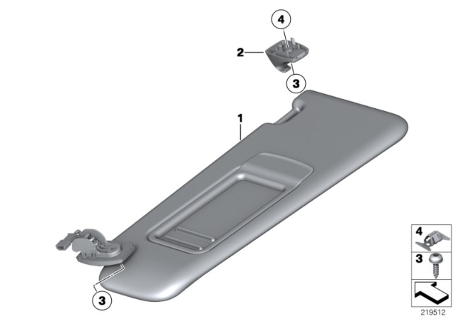 2014 BMW M5 Sun Visors Diagram