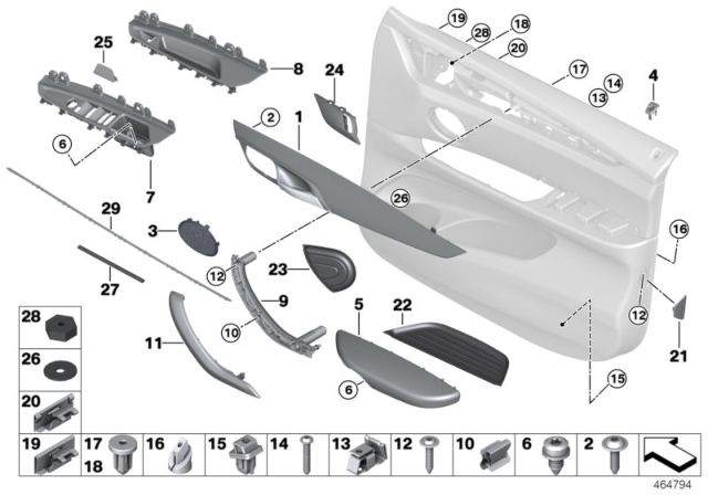 2016 BMW X6 Mounting Parts, Door Trim Panel Diagram 1