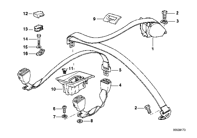 1993 BMW 525iT Safety Belt Rear Diagram