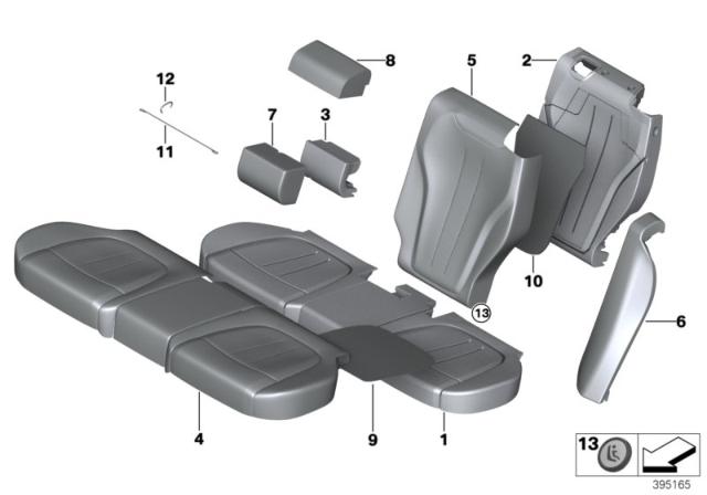 2016 BMW X5 M Seat, Rear, Cushion & Cover Diagram