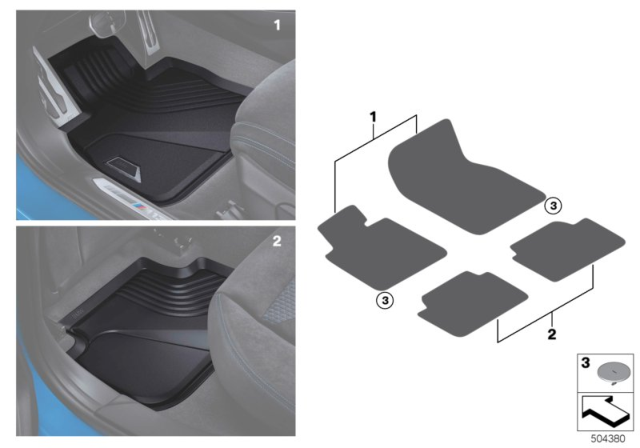 2020 BMW 228i xDrive Gran Coupe Floor Mats Diagram