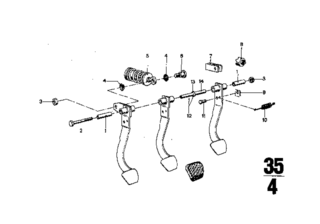 1971 BMW 2800CS Pedals - Supporting Bracket Diagram 4