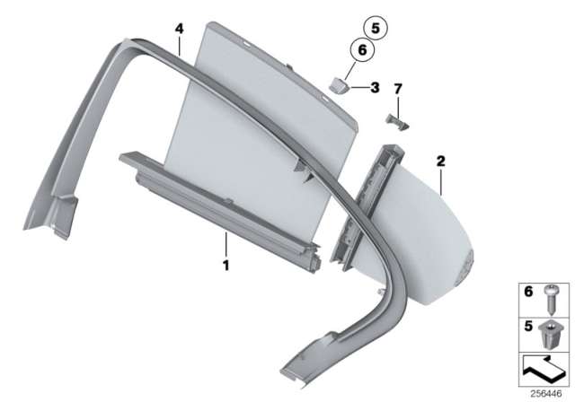 2016 BMW 528i Roller Sun Visor, Rear Door Diagram