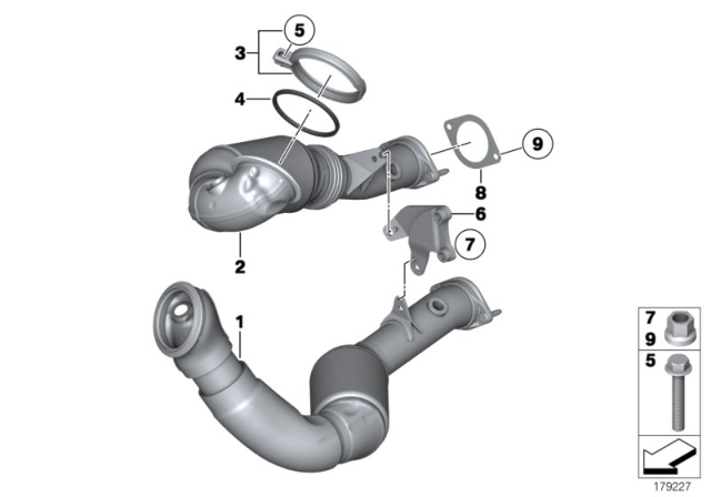 2012 BMW 740Li Holder Catalytic Converter Near Engine Diagram for 18307594011