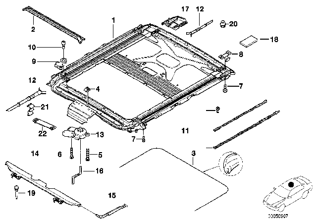 2000 BMW 528i Sliding Lifting Roof Frame Diagram