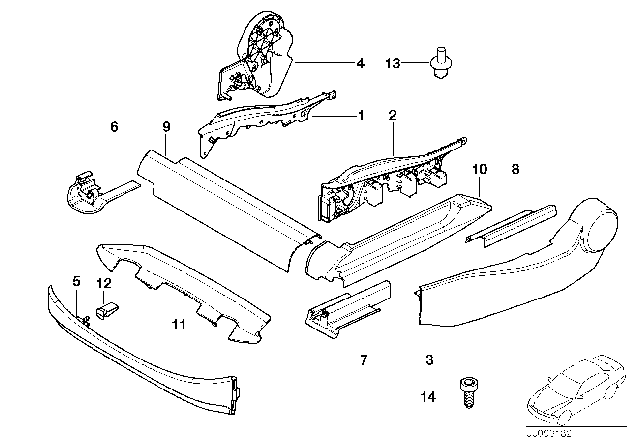 2002 BMW 745Li Seat Front Seat Coverings Diagram