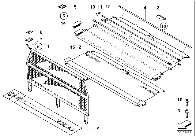 2004 BMW X5 Roller Screen / Load Area Roller Net Diagram