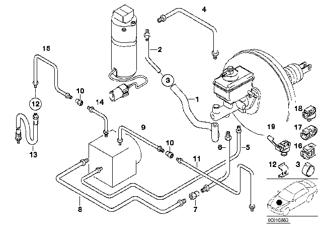 1997 BMW 740iL Pipe Rubber Covered Diagram for 34321165605