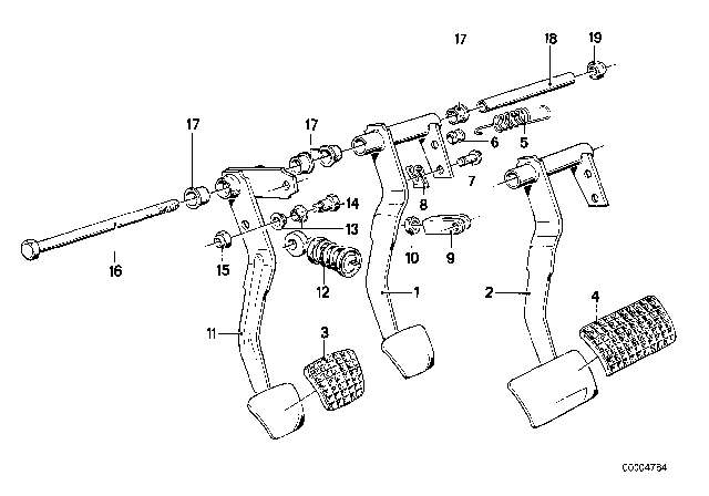 1986 BMW 735i Pedal Diagram