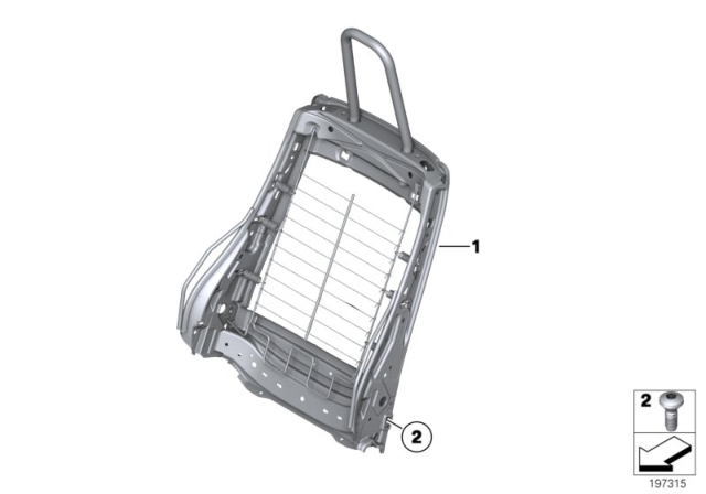 2015 BMW Z4 Front Seat Backrest Frame / Rear Panel Diagram 1