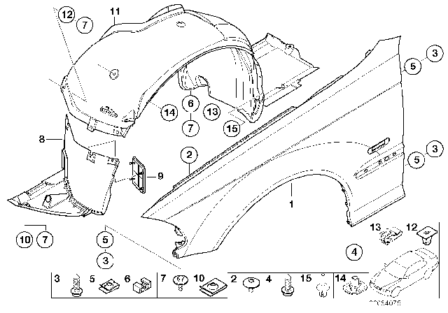 2006 BMW M3 Side Panel, Front Diagram