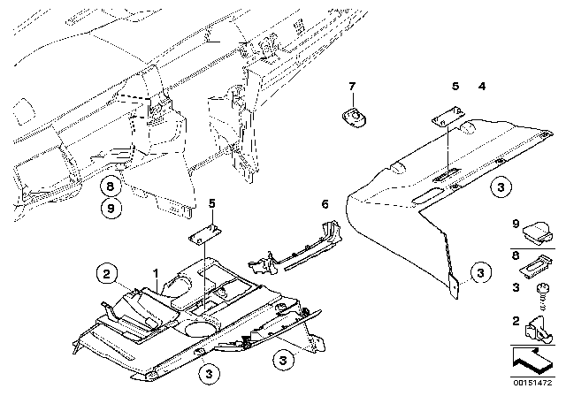 2007 BMW M5 Mounting Parts, Instrument Panel Diagram