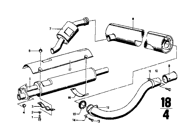 1971 BMW 3.0CS Exhaust Pipe / Muffler Diagram 4