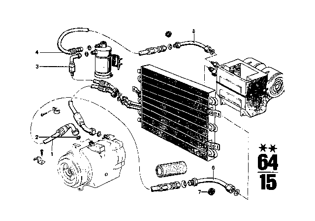 1973 BMW 3.0CS Hose Line Diagram for 64531358209