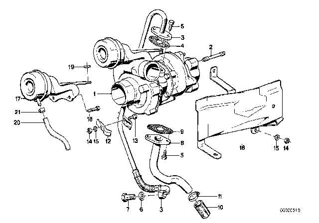 1986 BMW 524td Turbo Charger With Lubrication Diagram