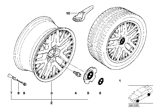 2000 BMW X5 BMW Composite Wheel, Double Spoke Diagram