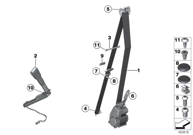 2015 BMW 435i Safety Belt Front Diagram 2