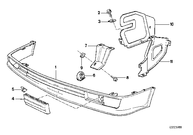 1989 BMW 635CSi Front Spoiler Diagram for 51111967448