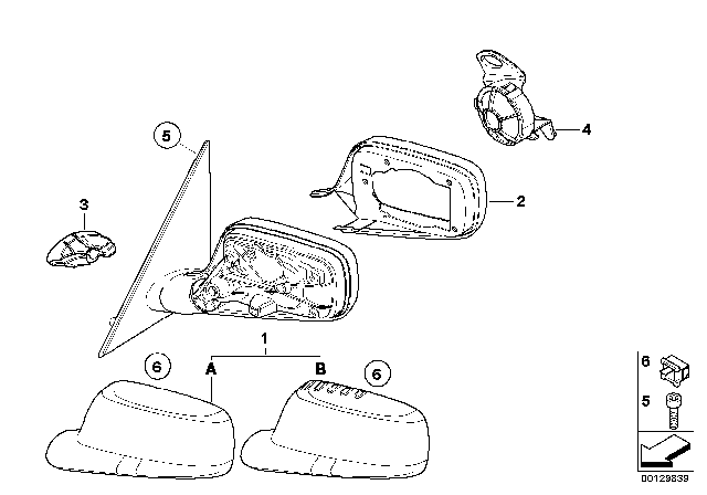 2004 BMW 745Li Outside Mirror Diagram 2