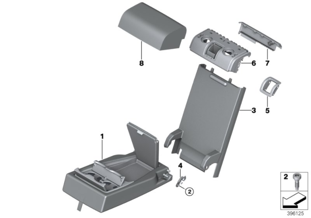2015 BMW X6 Armrest With Compartment, Leather Diagram for 52207379482