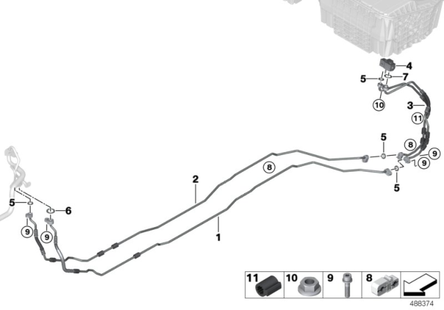 2020 BMW 530e Refrigerant Lines, Underfloor Diagram