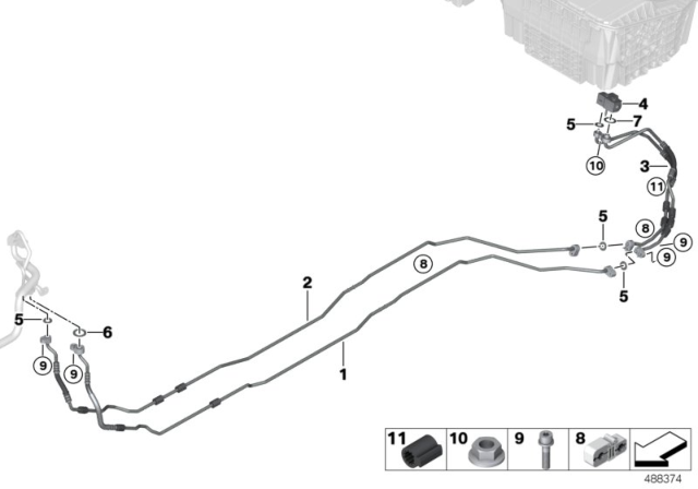 2018 BMW 740e xDrive Refrigerant Lines, Underfloor Diagram