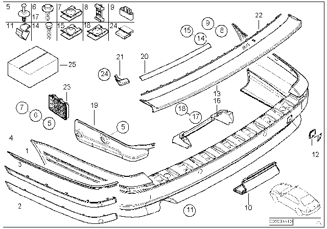 1999 BMW 540i Bumper Guard, Primed, Rear Right Diagram for 51127005882