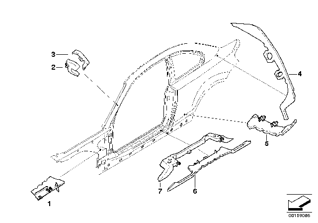 2008 BMW 128i Shaped Part, B-Pillar, Rear Diagram for 41217062217