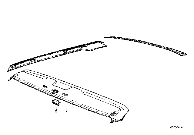 1985 BMW 735i Roof Trim - Covering Headlining Front Diagram