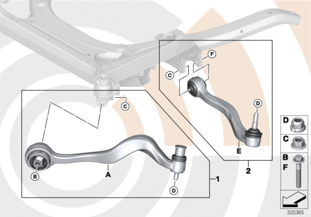 2009 BMW 650i Repair Kit, Trailing Links And Wishbones Diagram
