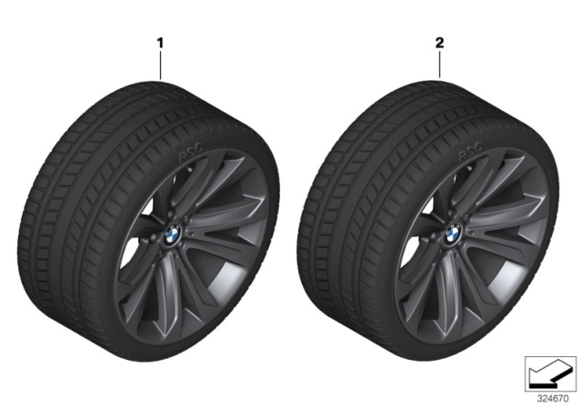2015 BMW X5 xDrive50i(F15) Winter Wheel With Tire Star Spoke Diagram 2