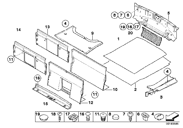 2010 BMW M6 Trunk Trim Panel Diagram 2