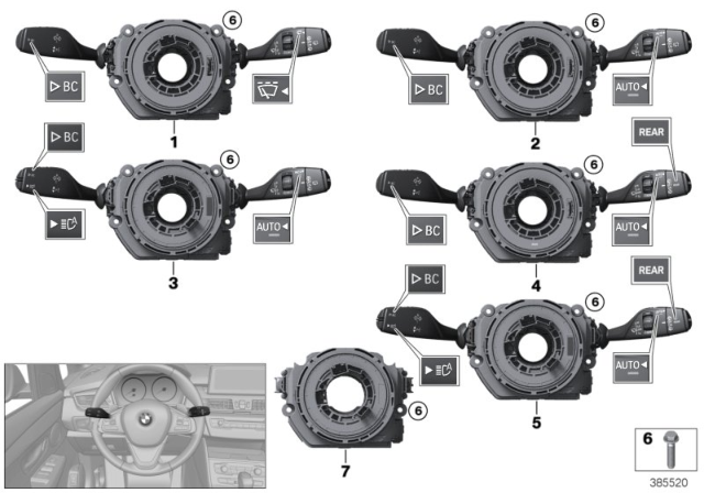 2016 BMW X1 Steering Column Switch Diagram for 61319368597