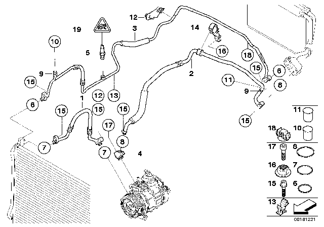 2009 BMW M3 Pressure Hose,Condenser,Evaporator Diagram for 64539151740