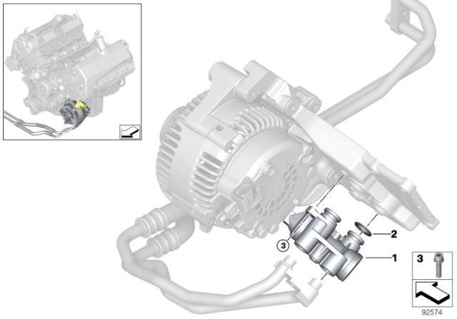 2008 BMW Alpina B7 Oil Supply - Oil Cooler Connection Diagram