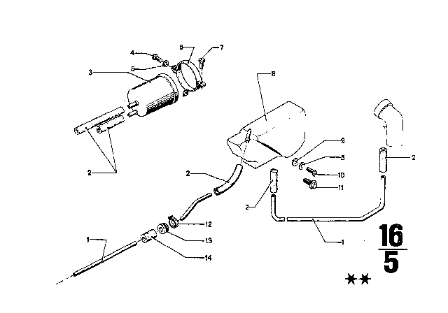 1973 BMW 3.0CS Fuel Tank Mounting Parts Diagram