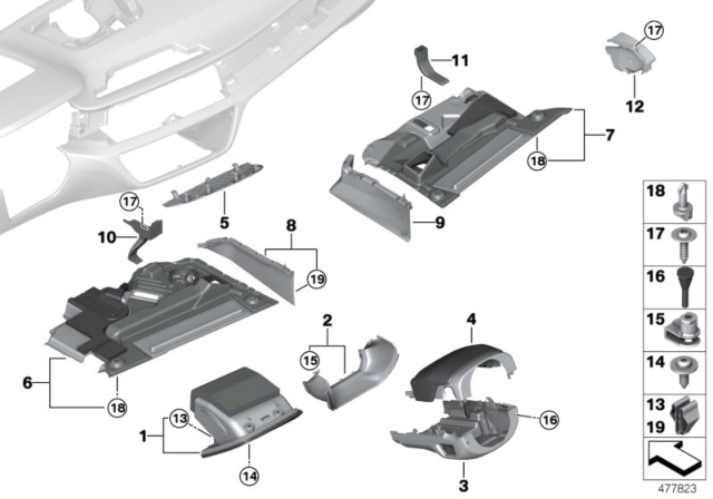 2019 BMW Alpina B7 Mounting Parts, Instrument Panel Diagram 1