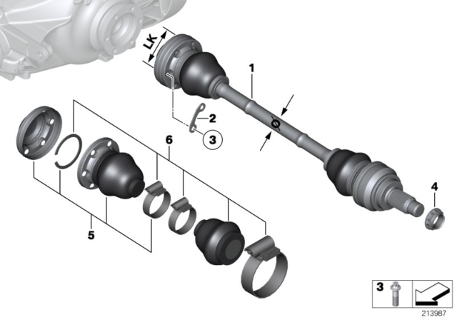 2009 BMW 335d Passenger Right Rear Axle Shaft Diagram for 33217561790