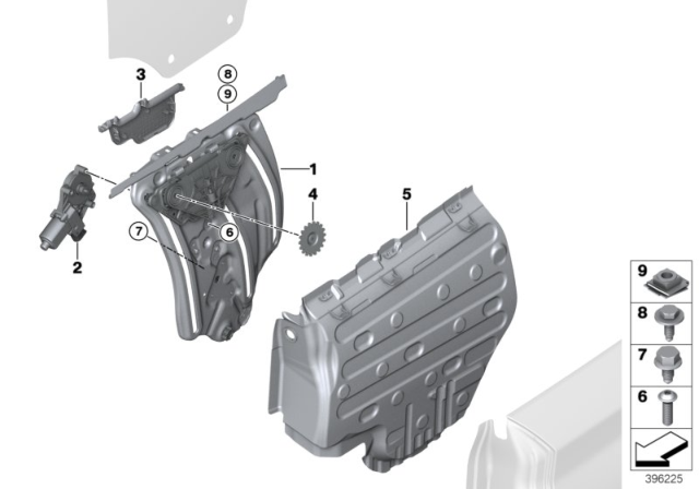 2020 BMW 230i xDrive Rear Right Window Regulator Diagram for 51357435758