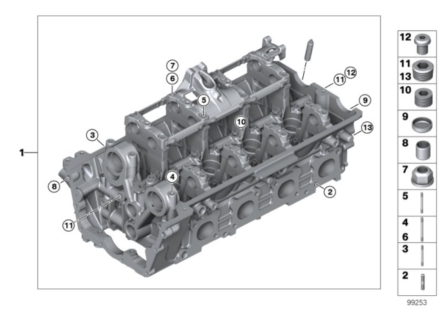 2004 BMW 545i Cylinder Head & Attached Parts Diagram 1