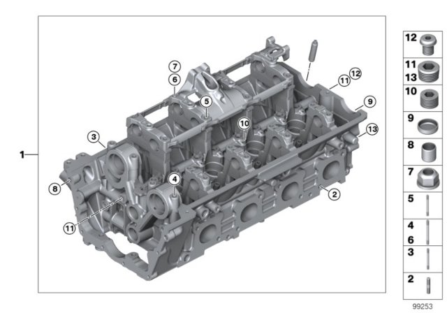 2008 BMW X5 Cylinder Head & Attached Parts Diagram 1