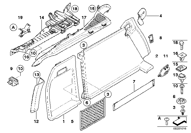 2009 BMW X6 Trunk Trim Panel Diagram