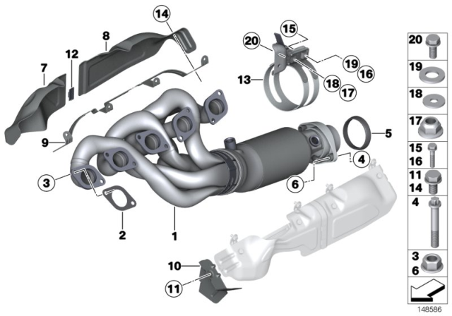 2006 BMW M5 Exhaust Manifold With Catalyst Diagram