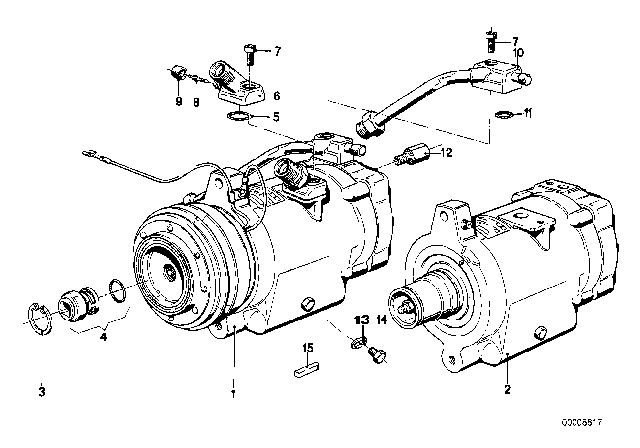 1975 BMW 530i Air Conditioning Compressor Diagram for 64521366141