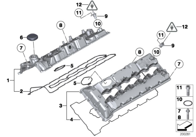 2010 BMW 760Li Cylinder Head Cover Diagram