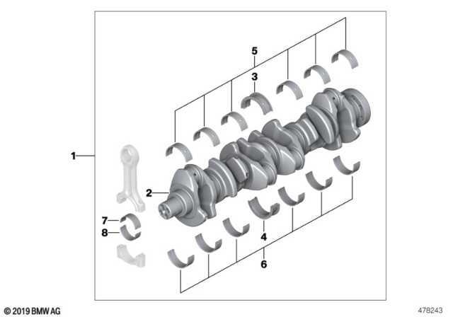 2010 BMW X5 Crankshaft With Bearing Shells Diagram