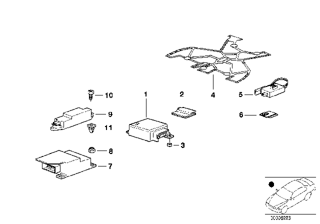 1998 BMW 318ti Impact Sensor Side Air Bag Diagram for 65776905454