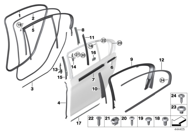 2017 BMW M760i xDrive Trims And Seals, Door Diagram 2