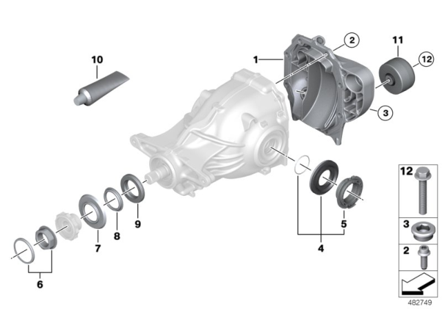 2020 BMW X7 Rear Axle Differential Separate Components Diagram 2